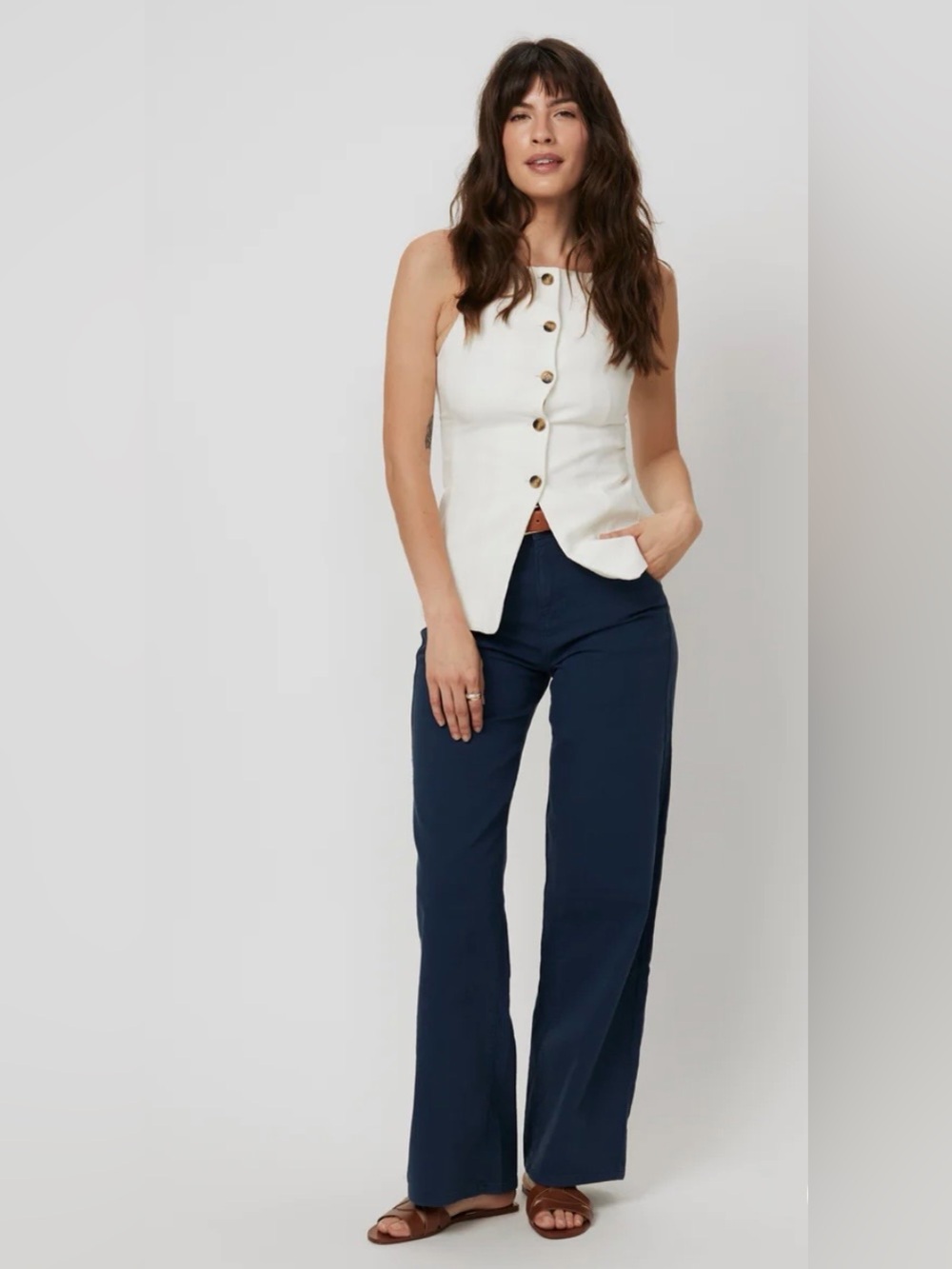 Women’s Oliver Logan Pants The Flora High Waisted Trouser Pants Blue Size 32